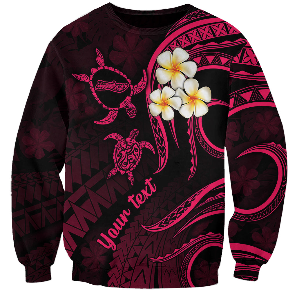 Personalised Molokai Hawaii Sweatshirt Polynesian Tattoo and Pacific Plumeria Pink Vibe - Wonder Print Shop