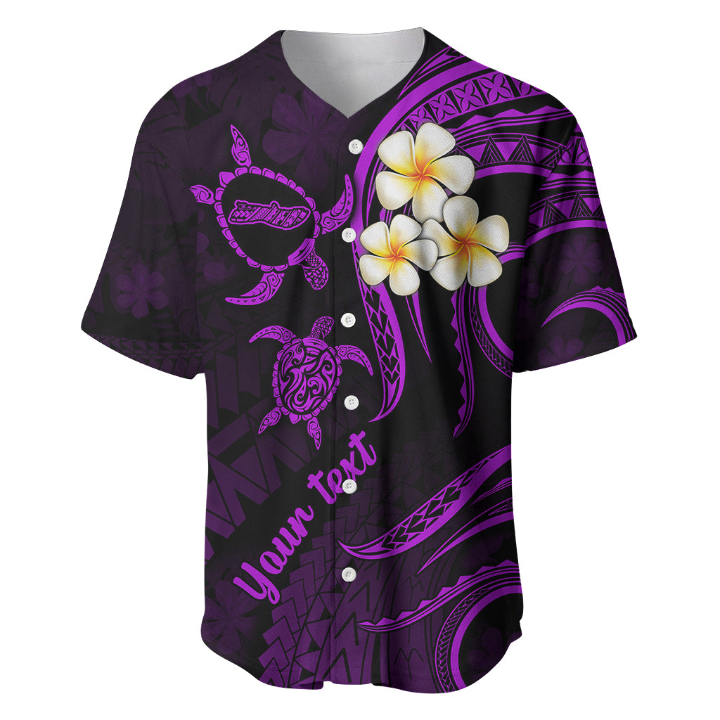 Personalised Molokai Hawaii Baseball Jersey Polynesian Tattoo and Pacific Plumeria Purple Vibe LT9 - Wonder Print Shop
