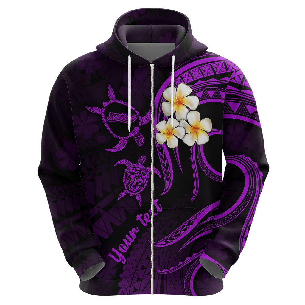Personalised Molokai Hawaii Hoodie Polynesian Tattoo and Pacific Plumeria Purple Vibe - Wonder Print Shop