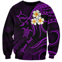 Personalised Molokai Hawaii Sweatshirt Polynesian Tattoo and Pacific Plumeria Purple Vibe - Wonder Print Shop