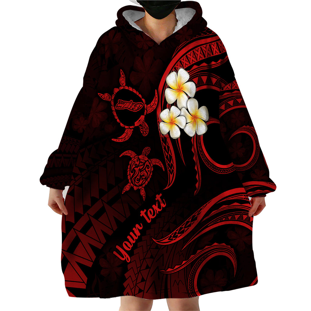 Personalised Molokai Hawaii Wearable Blanket Hoodie Polynesian Tattoo and Pacific Plumeria Red Vibe - Wonder Print Shop