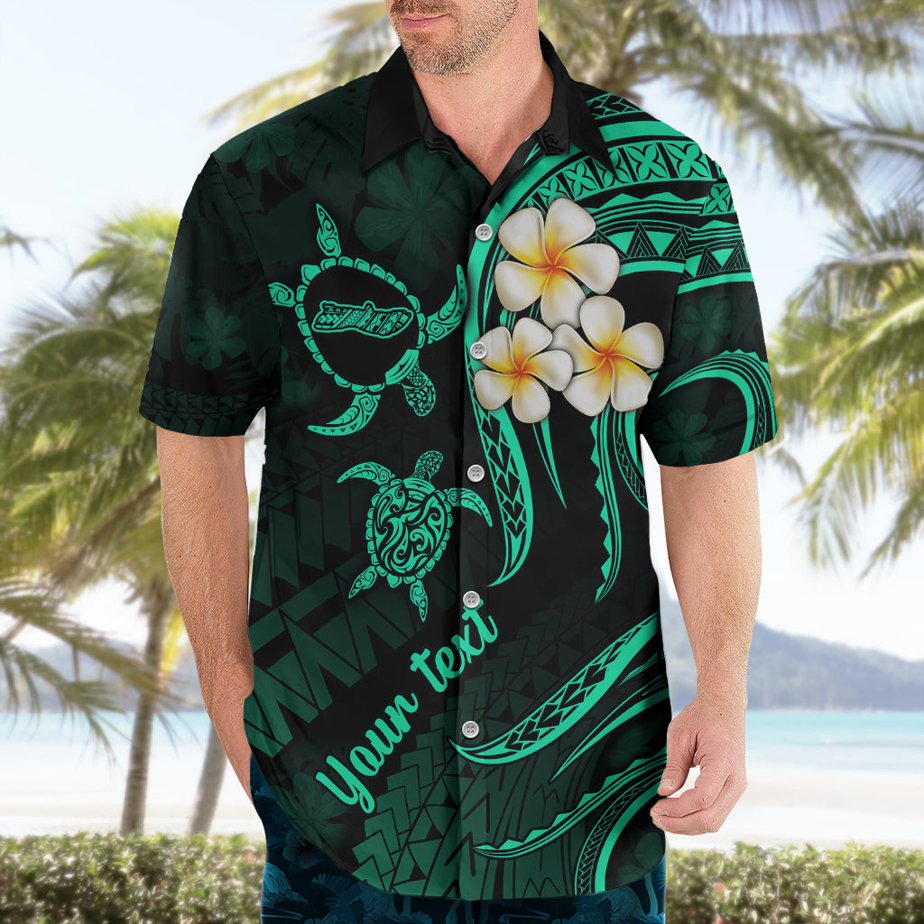 Personalised Molokai Hawaii Hawaiian Shirt Polynesian Tattoo and Pacific Plumeria Turquoise Vibe - Wonder Print Shop
