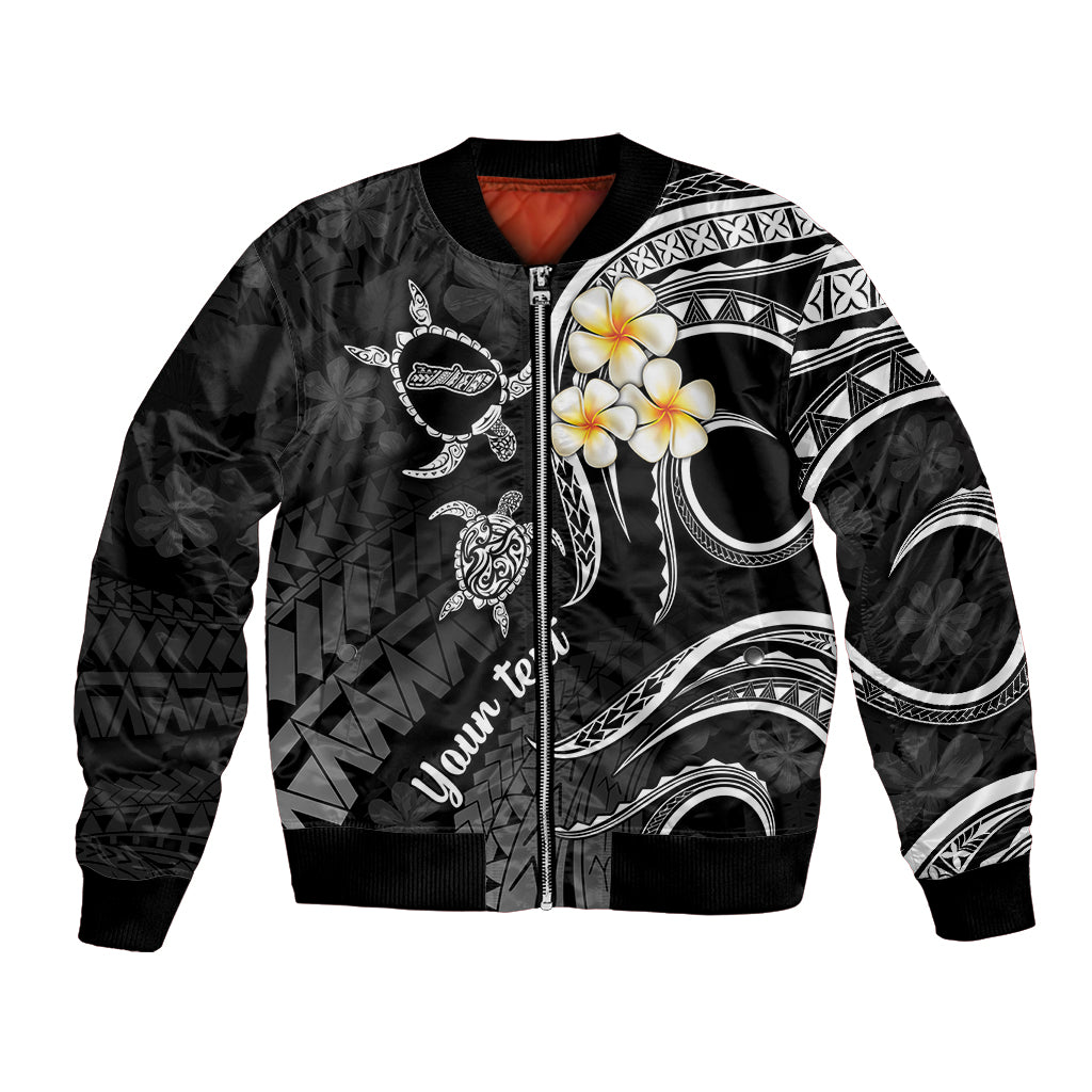 Personalised Molokai Hawaii Bomber Jacket Polynesian Tattoo and Pacific Plumeria White Vibe LT9 - Wonder Print Shop