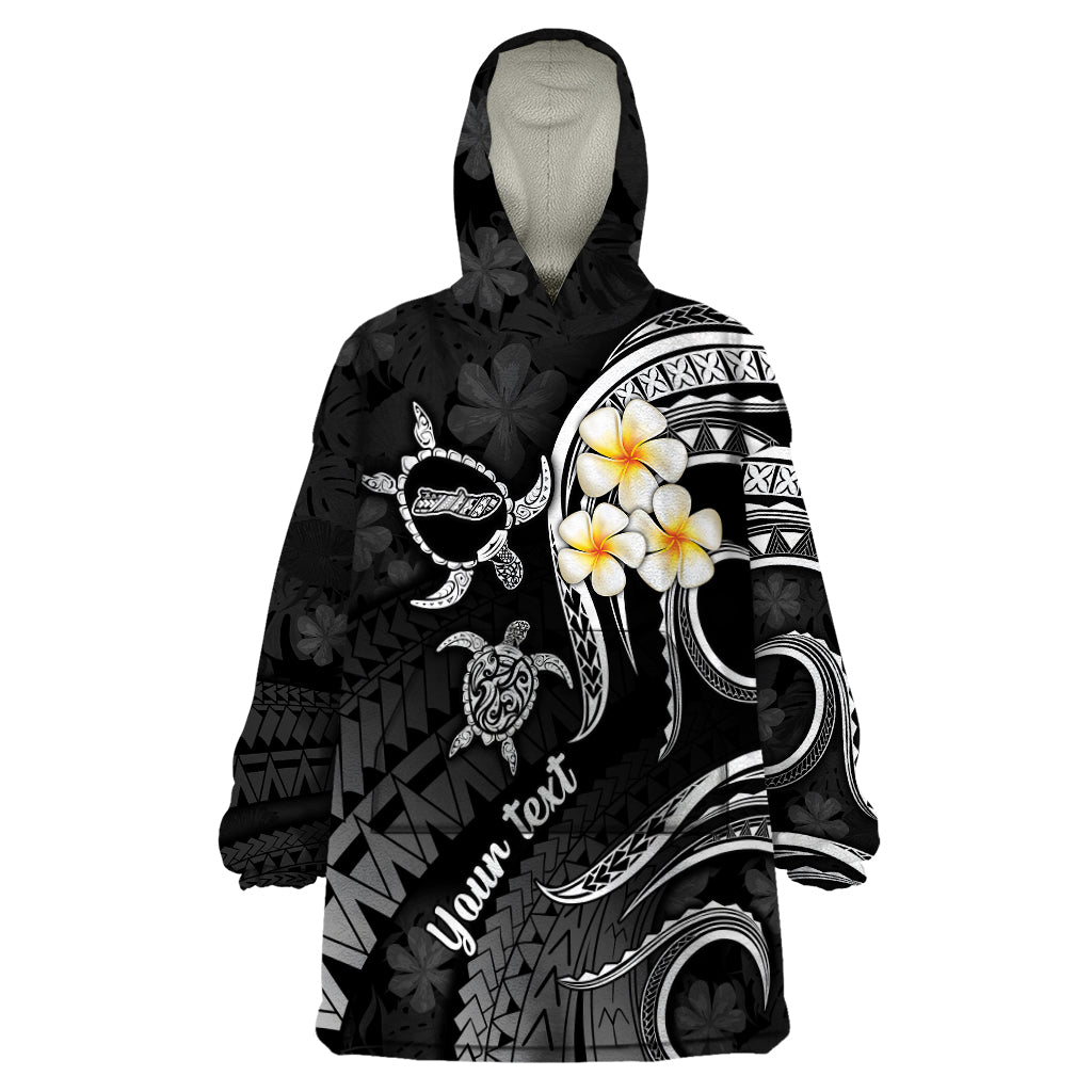 Personalised Molokai Hawaii Wearable Blanket Hoodie Polynesian Tattoo and Pacific Plumeria White Vibe - Wonder Print Shop