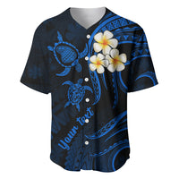 Personalised Lanai Hawaii Baseball Jersey Polynesian Tattoo and Pacific Plumeria Blue Vibe LT9 - Wonder Print Shop