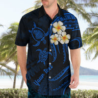 Personalised Lanai Hawaii Hawaiian Shirt Polynesian Tattoo and Pacific Plumeria Blue Vibe - Wonder Print Shop