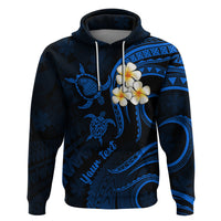 Personalised Lanai Hawaii Hoodie Polynesian Tattoo and Pacific Plumeria Blue Vibe - Wonder Print Shop