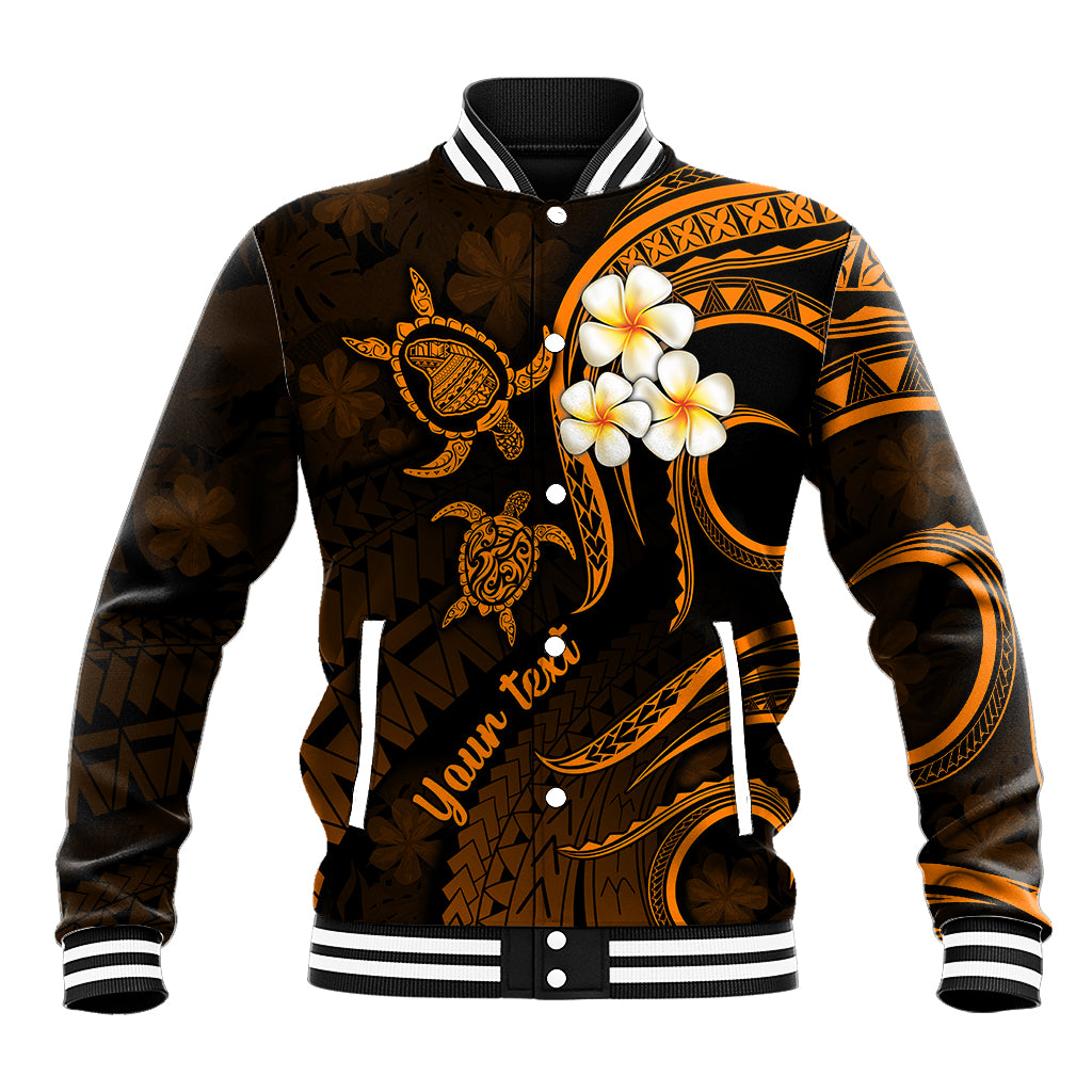 Personalised Lanai Hawaii Baseball Jacket Polynesian Tattoo and Pacific Plumeria Gold Vibe LT9 - Wonder Print Shop