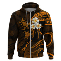 Personalised Lanai Hawaii Hoodie Polynesian Tattoo and Pacific Plumeria Gold Vibe - Wonder Print Shop