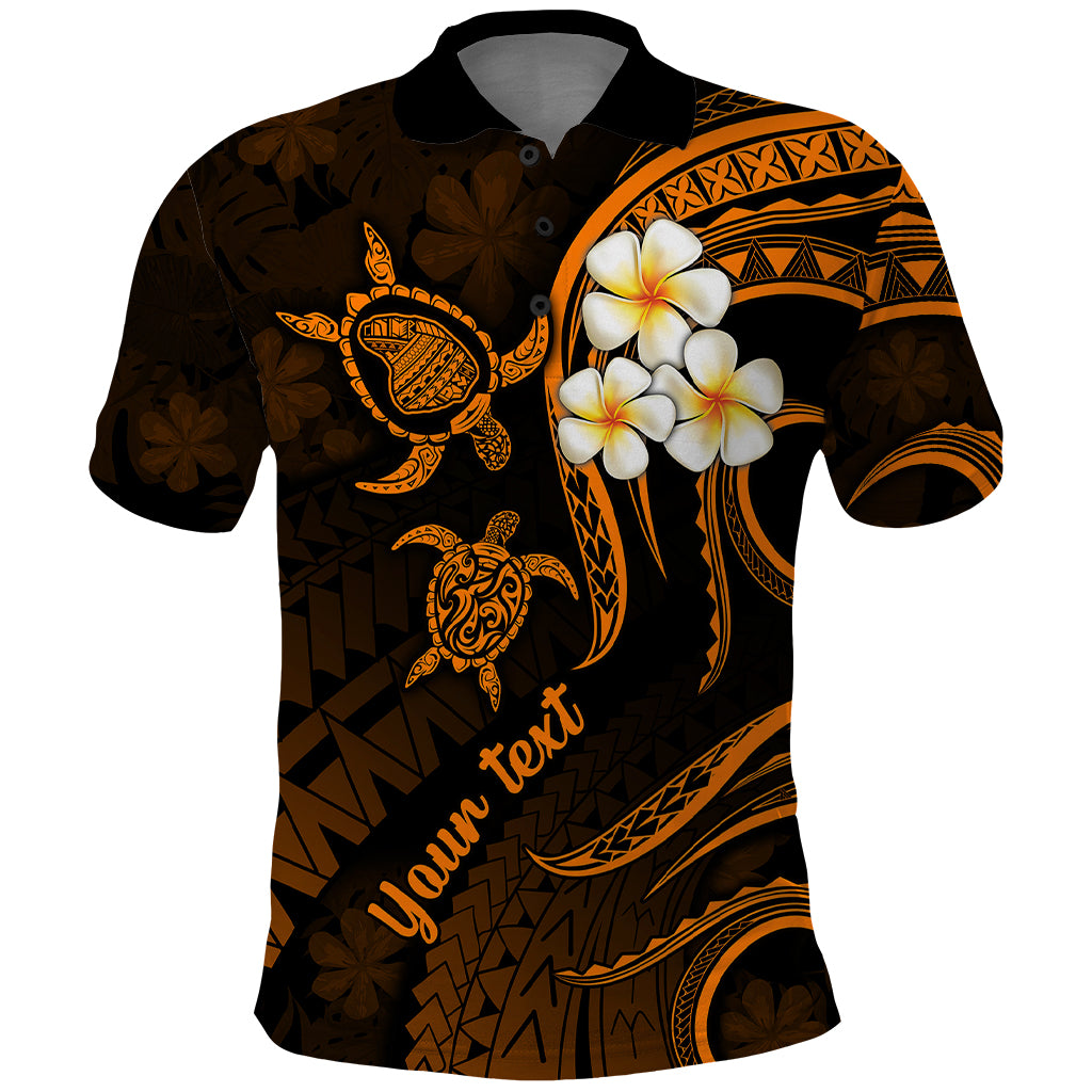 Personalised Lanai Hawaii Polo Shirt Polynesian Tattoo and Pacific Plumeria Gold Vibe - Wonder Print Shop