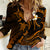 Personalised Lanai Hawaii Women Casual Shirt Polynesian Tattoo and Pacific Plumeria Gold Vibe - Wonder Print Shop