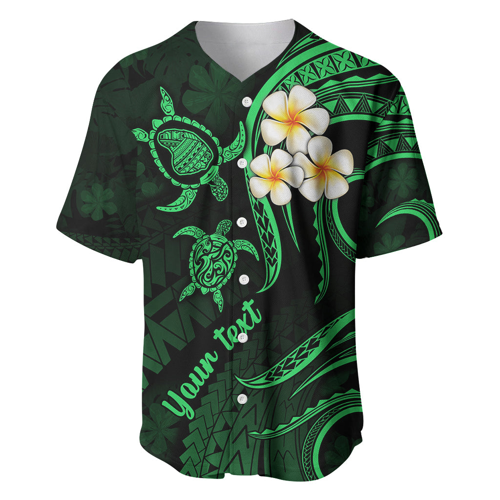 Personalised Lanai Hawaii Baseball Jersey Polynesian Tattoo and Pacific Plumeria Green Vibe LT9 - Wonder Print Shop