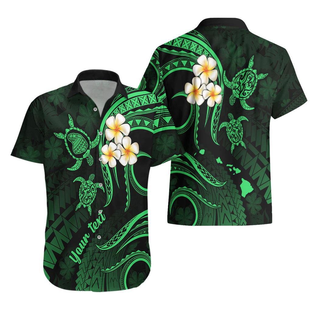 Personalised Lanai Hawaii Hawaiian Shirt Polynesian Tattoo and Pacific Plumeria Green Vibe - Wonder Print Shop