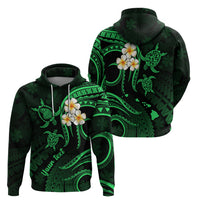 Personalised Lanai Hawaii Hoodie Polynesian Tattoo and Pacific Plumeria Green Vibe - Wonder Print Shop