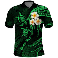 Personalised Lanai Hawaii Polo Shirt Polynesian Tattoo and Pacific Plumeria Green Vibe - Wonder Print Shop