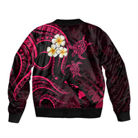 Personalised Lanai Hawaii Bomber Jacket Polynesian Tattoo and Pacific Plumeria Pink Vibe LT9 - Wonder Print Shop
