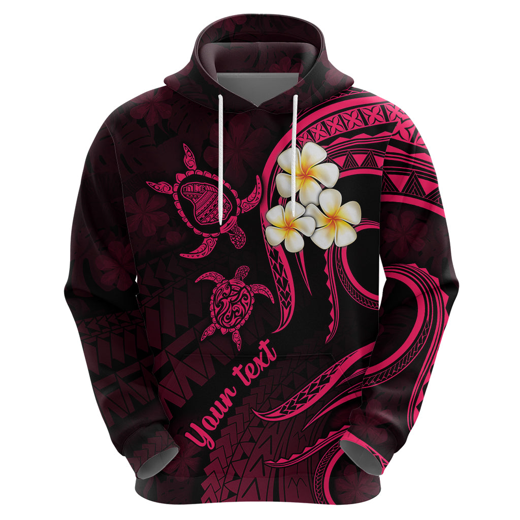 Personalised Lanai Hawaii Hoodie Polynesian Tattoo and Pacific Plumeria Pink Vibe - Wonder Print Shop