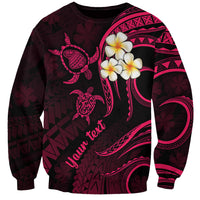 Personalised Lanai Hawaii Sweatshirt Polynesian Tattoo and Pacific Plumeria Pink Vibe - Wonder Print Shop