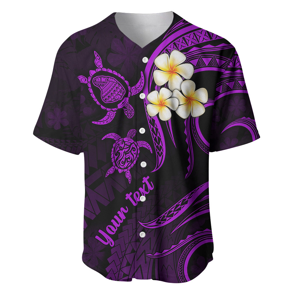 Personalised Lanai Hawaii Baseball Jersey Polynesian Tattoo and Pacific Plumeria Purple Vibe LT9 - Wonder Print Shop