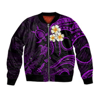 Personalised Lanai Hawaii Bomber Jacket Polynesian Tattoo and Pacific Plumeria Purple Vibe LT9 - Wonder Print Shop