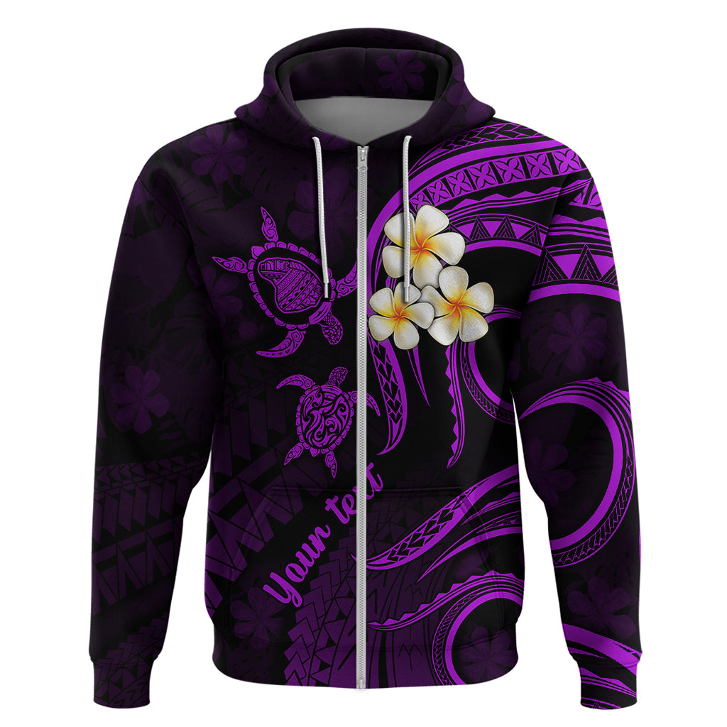Personalised Lanai Hawaii Hoodie Polynesian Tattoo and Pacific Plumeria Purple Vibe - Wonder Print Shop