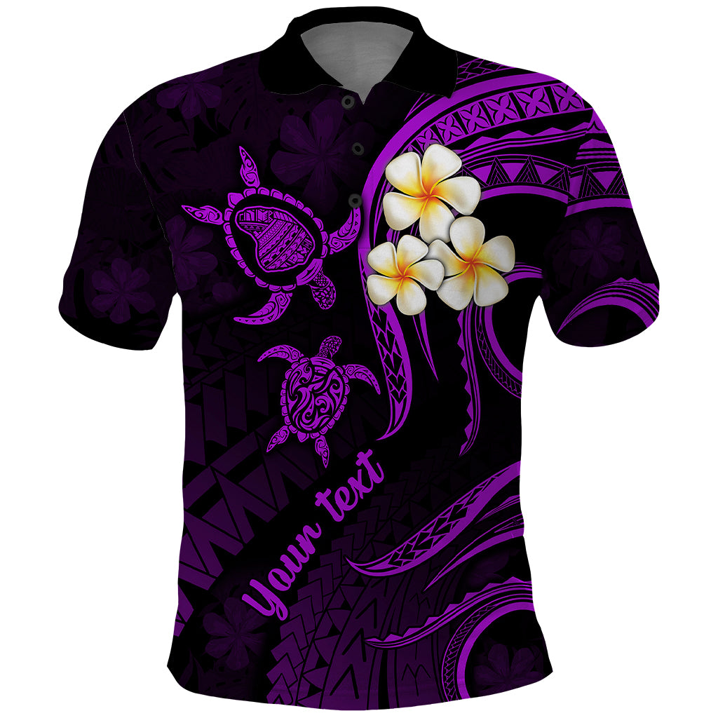 Personalised Lanai Hawaii Polo Shirt Polynesian Tattoo and Pacific Plumeria Purple Vibe - Wonder Print Shop