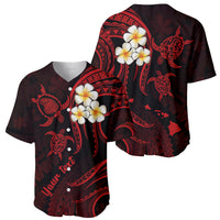 Personalised Lanai Hawaii Baseball Jersey Polynesian Tattoo and Pacific Plumeria Red Vibe LT9 - Wonder Print Shop