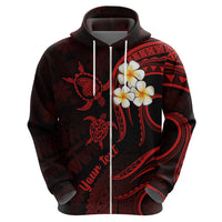 Personalised Lanai Hawaii Hoodie Polynesian Tattoo and Pacific Plumeria Red Vibe - Wonder Print Shop