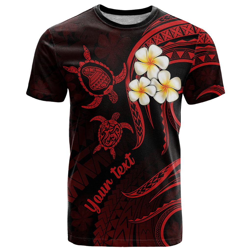 Personalised Lanai Hawaii T Shirt Polynesian Tattoo and Pacific Plumeria Red Vibe - Wonder Print Shop