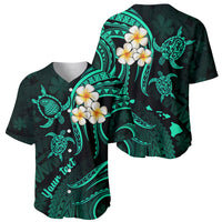 Personalised Lanai Hawaii Baseball Jersey Polynesian Tattoo and Pacific Plumeria Turquoise Vibe LT9 - Wonder Print Shop