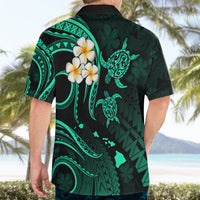 Personalised Lanai Hawaii Hawaiian Shirt Polynesian Tattoo and Pacific Plumeria Turquoise Vibe - Wonder Print Shop