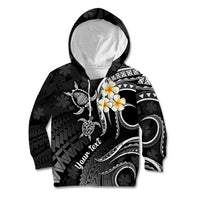 Personalised Lanai Hawaii Kid Hoodie Polynesian Tattoo and Pacific Plumeria White Vibe - Wonder Print Shop