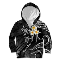 Personalised Lanai Hawaii Kid Hoodie Polynesian Tattoo and Pacific Plumeria White Vibe - Wonder Print Shop