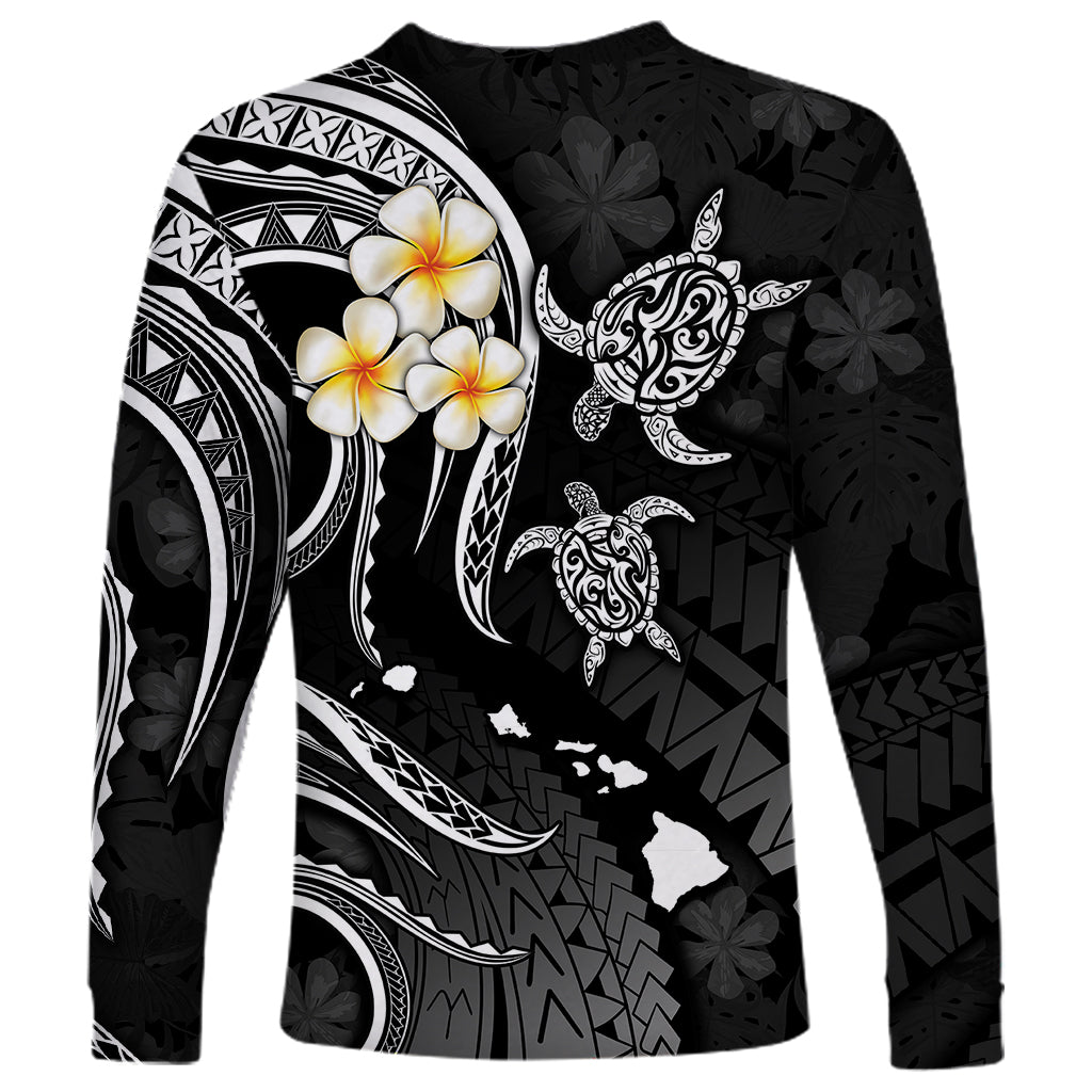 Personalised Lanai Hawaii Long Sleeve Shirt Polynesian Tattoo and Pacific Plumeria White Vibe - Wonder Print Shop