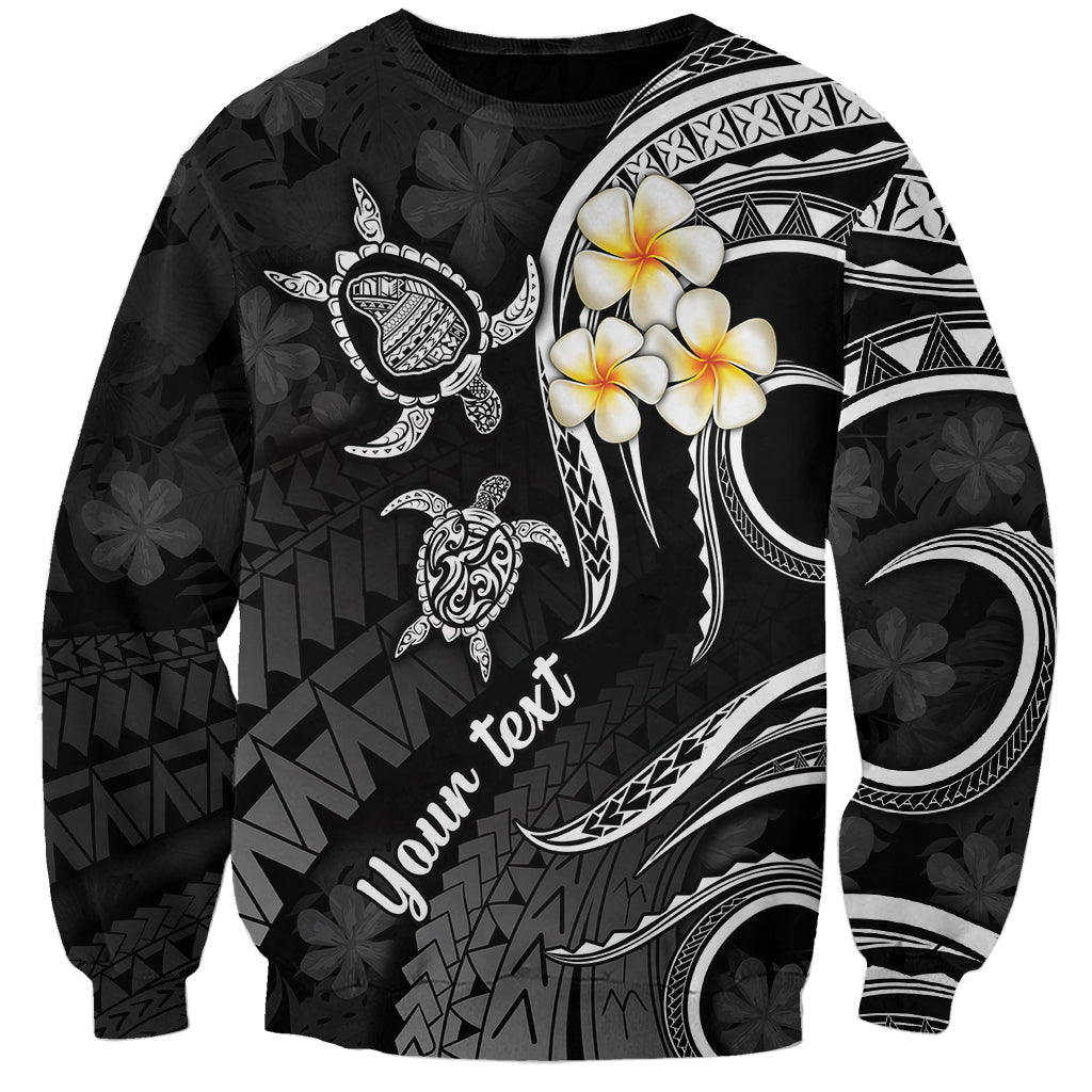 Personalised Lanai Hawaii Sweatshirt Polynesian Tattoo and Pacific Plumeria White Vibe - Wonder Print Shop