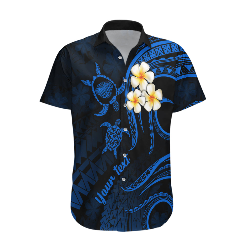 Personalised Kauai Hawaii Hawaiian Shirt Polynesian Tattoo and Pacific Plumeria Blue Vibe - Wonder Print Shop