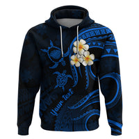Personalised Kauai Hawaii Hoodie Polynesian Tattoo and Pacific Plumeria Blue Vibe - Wonder Print Shop