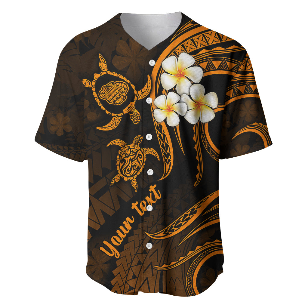Personalised Kauai Hawaii Baseball Jersey Polynesian Tattoo and Pacific Plumeria Gold Vibe LT9 - Wonder Print Shop