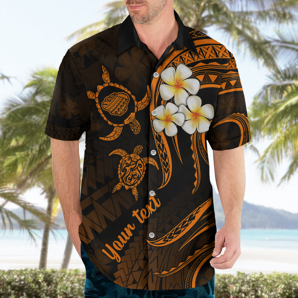 Personalised Kauai Hawaii Hawaiian Shirt Polynesian Tattoo and Pacific Plumeria Gold Vibe - Wonder Print Shop