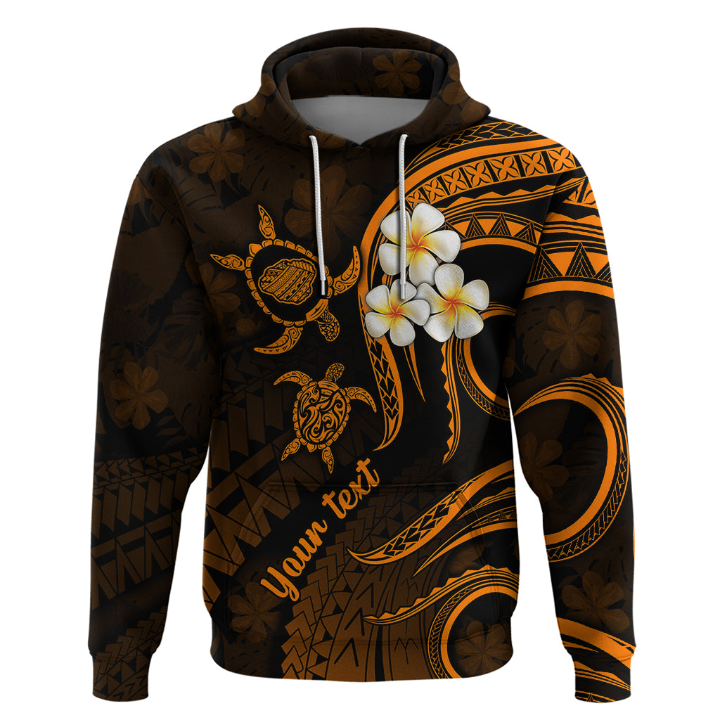 Personalised Kauai Hawaii Hoodie Polynesian Tattoo and Pacific Plumeria Gold Vibe - Wonder Print Shop