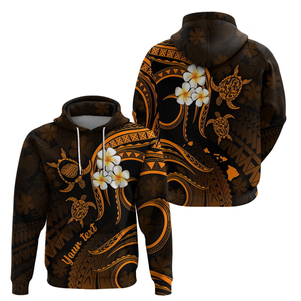 Personalised Kauai Hawaii Hoodie Polynesian Tattoo and Pacific Plumeria Gold Vibe - Wonder Print Shop