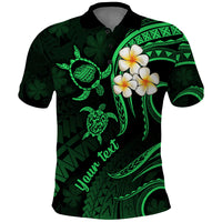 Personalised Kauai Hawaii Polo Shirt Polynesian Tattoo and Pacific Plumeria Green Vibe - Wonder Print Shop