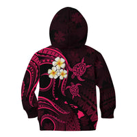 Personalised Kauai Hawaii Kid Hoodie Polynesian Tattoo and Pacific Plumeria Pink Vibe - Wonder Print Shop