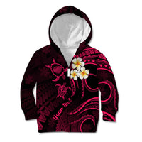 Personalised Kauai Hawaii Kid Hoodie Polynesian Tattoo and Pacific Plumeria Pink Vibe - Wonder Print Shop
