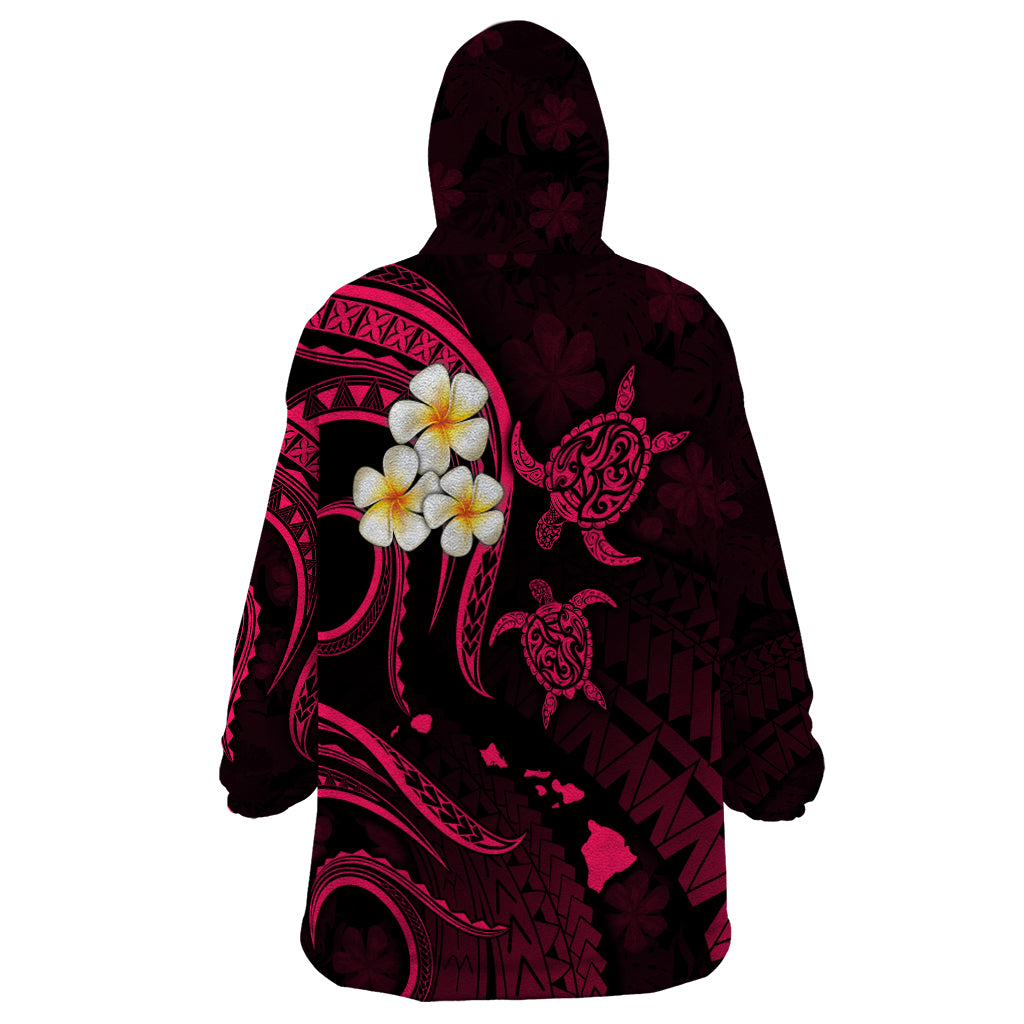Personalised Kauai Hawaii Wearable Blanket Hoodie Polynesian Tattoo and Pacific Plumeria Pink Vibe - Wonder Print Shop