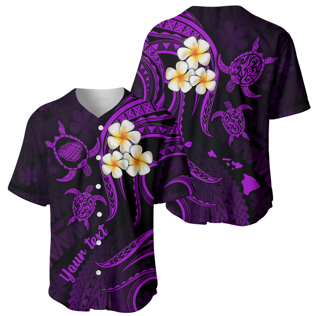 Personalised Kauai Hawaii Baseball Jersey Polynesian Tattoo and Pacific Plumeria Purple Vibe LT9 - Wonder Print Shop