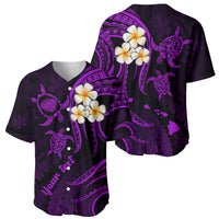 Personalised Kauai Hawaii Baseball Jersey Polynesian Tattoo and Pacific Plumeria Purple Vibe LT9 - Wonder Print Shop