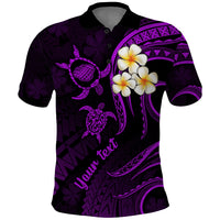 Personalised Kauai Hawaii Polo Shirt Polynesian Tattoo and Pacific Plumeria Purple Vibe - Wonder Print Shop