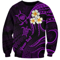 Personalised Kauai Hawaii Sweatshirt Polynesian Tattoo and Pacific Plumeria Purple Vibe - Wonder Print Shop