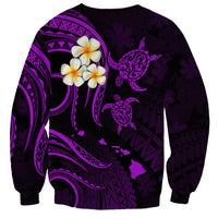 Personalised Kauai Hawaii Sweatshirt Polynesian Tattoo and Pacific Plumeria Purple Vibe - Wonder Print Shop